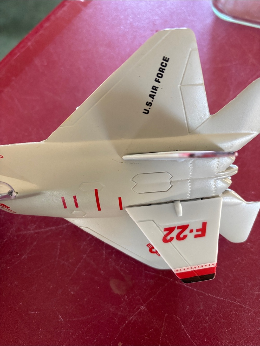 Kids Toy F-22 Jet Fighter - Silver and Red - Picture 8 of 10